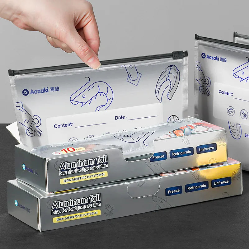 Yoshizaki Aozaki aluminum foil fresh-keeping bag food grade refrigerated sealed bag refrigerator freezer tin foil compact bag