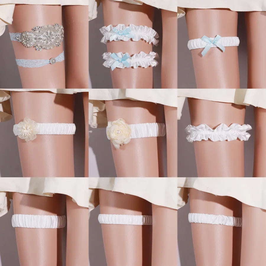 Sexy Lace Elastic Stocking Ties Handmade Butterfly Knot Bridal Garter Belt Flower Leg Ring Wedding Party Celebration Accessories