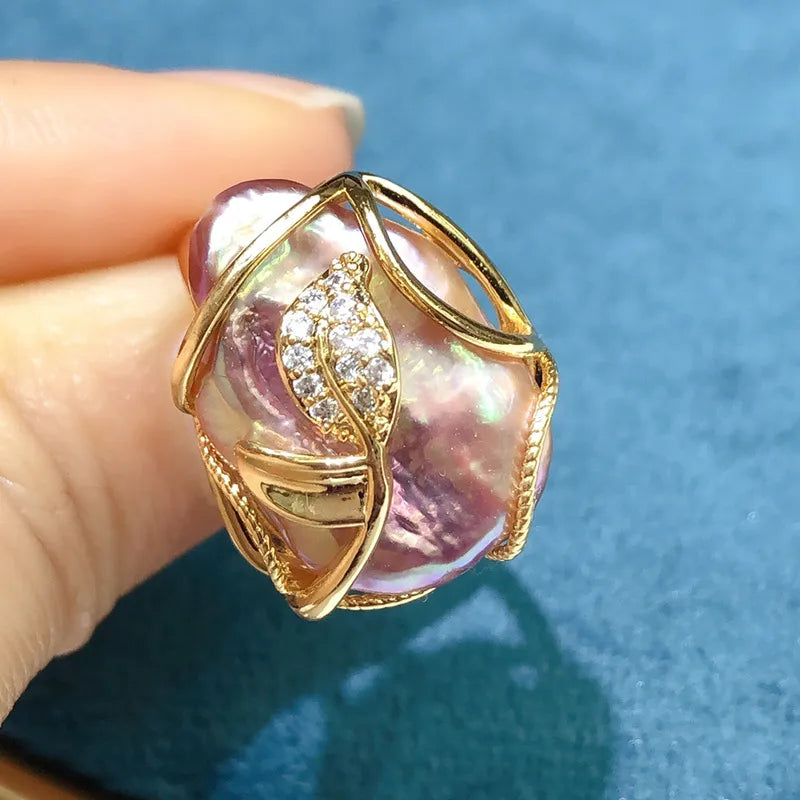 elegant irregular leaf freshwater pearl copper gold plated rings earrings necklace in bulk