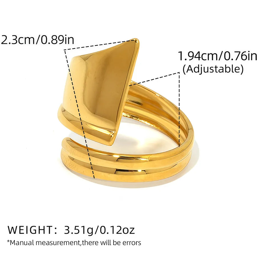 Wholesale Jewelry Casual Simple Style Geometric 304 Stainless Steel 18K Gold Plated Geometric Adjustable Ring