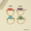 ig style casual artistic square natural stone plating 14k gold plated open rings