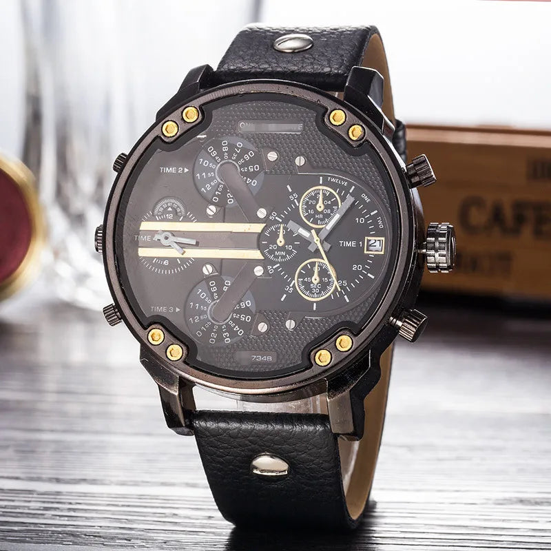 classic style commute color block single folding buckle quartz men's watches