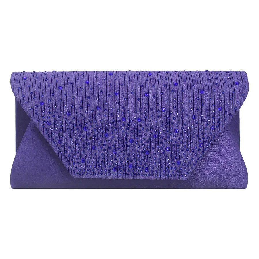white wine red dark blue satin solid color rhinestone square evening bags