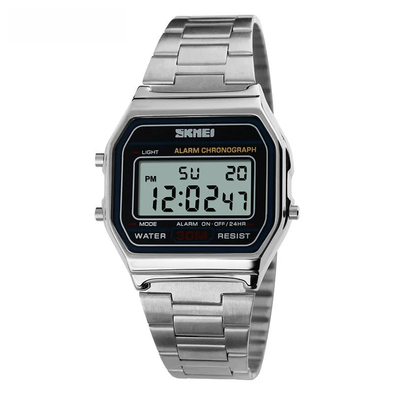 Time beauty men's retro business watch waterproof electronic watch trend fashion personality men's watch steel band thin wrist watch