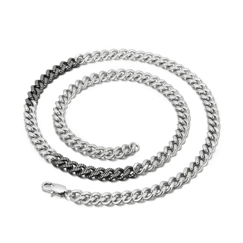 Wholesale Jewelry Hip-Hop Commute Solid Color Titanium Steel Plating Bracelets Necklace Cuban Link Chain Curb Chain