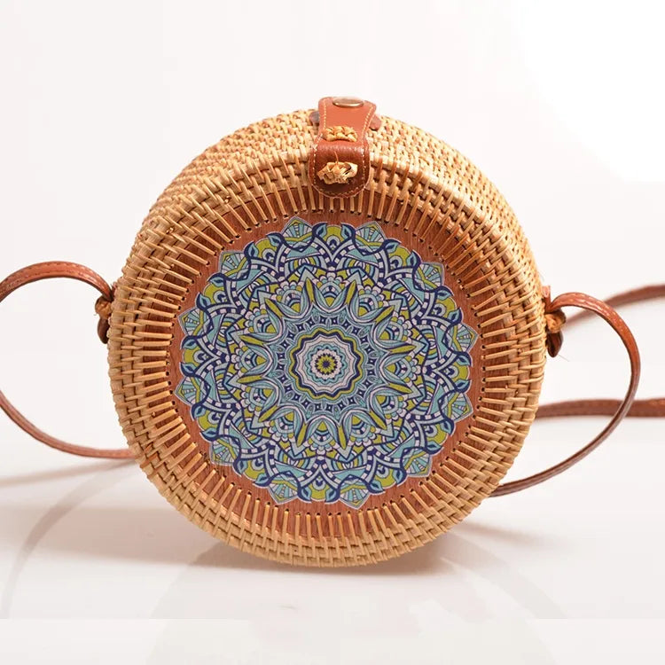 Special Sale Rattan Ins Butterfly Bag Mori Style Vintage Artistic Handmade Flower Petal Bag Woven Bag PU Belt