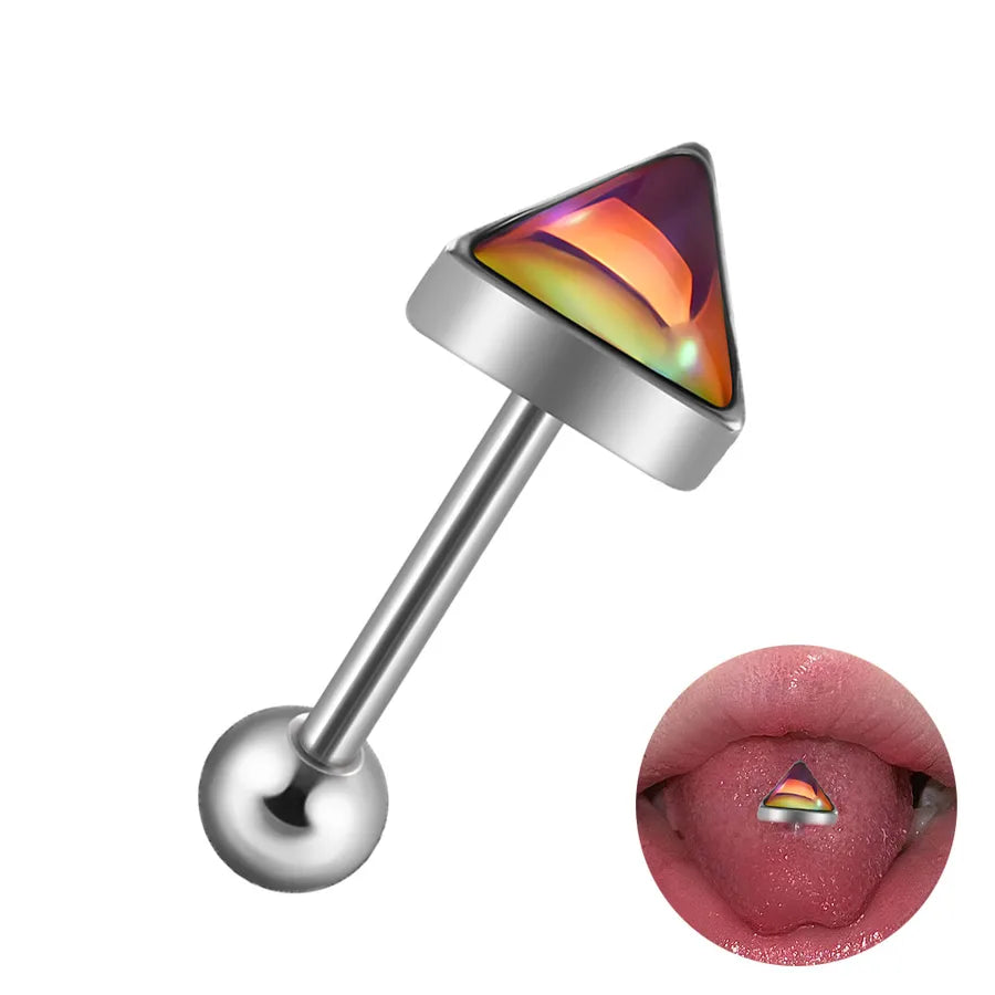1 Piece Lip Rings Hip-Hop Cool Style Triangle Geometric Water Droplets 304 Stainless Steel Enamel Tongue Rings