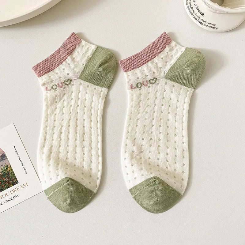 women's casual cartoon bamboo fiber hollow out ankle socks a pair