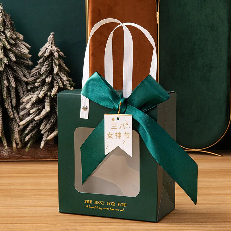 Gift Bag Advanced Sense Transparent Window Opening Bag Fashion Packaging Bag Birthday Gift Cosmetic Tote Bag Hand Gift Bag