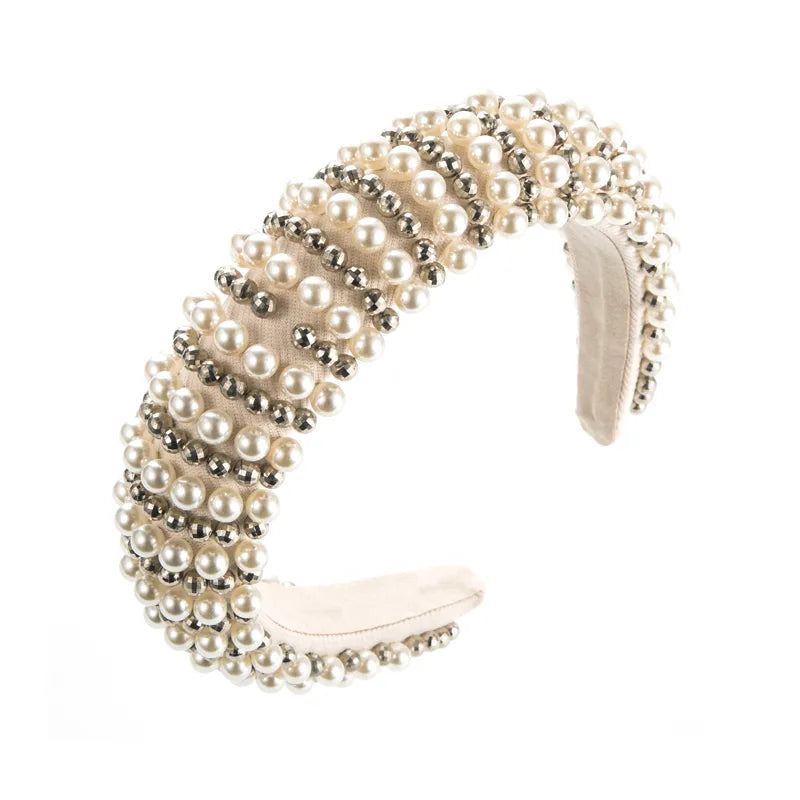 fashion thick sponge pearl headband female online influencer retro headband high skull top hair accessories