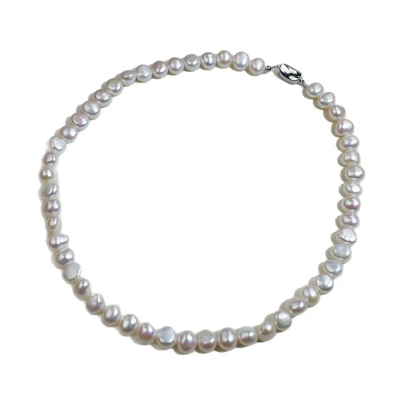 Natural Freshwater Double-Sided Glossy Pearl Necklace For Women Summer Luxury Fashion Pearl Clavicle Chain Jewelry