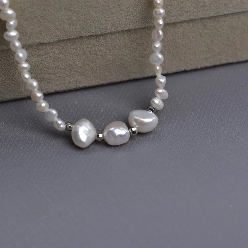 Baroque Double-Sided Light Small Stone Pearl Sweater Chain Cheongsam Natural Freshwater Pearl Necklace Elegant Neck Chain