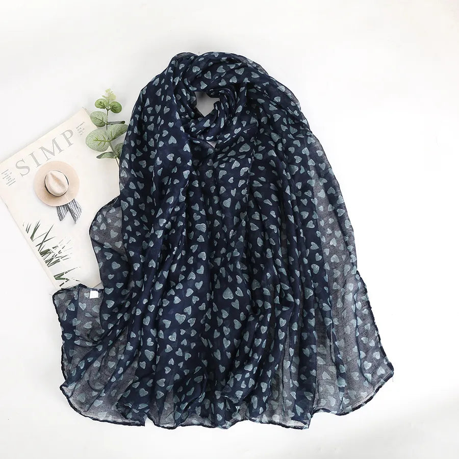 Women's Elegant Heart Shape Voile Printing Scarf