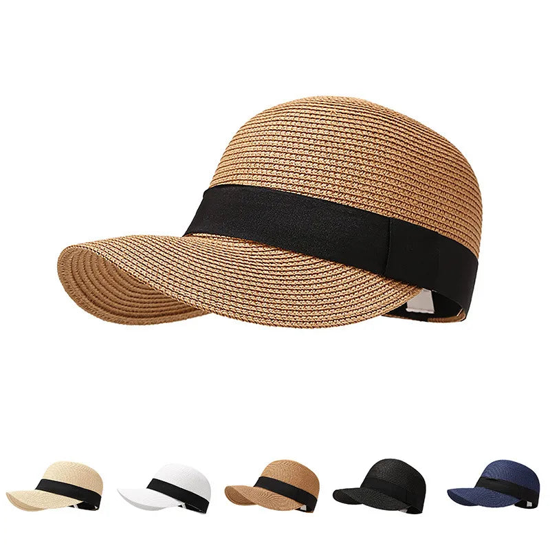 women's basic solid color big eaves sun hat