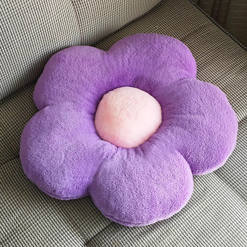 Rabbit Hair Flower Cushion Office Sofa Chair Student Cushion Butt Cushion Petal Futon Sunflower Pillow