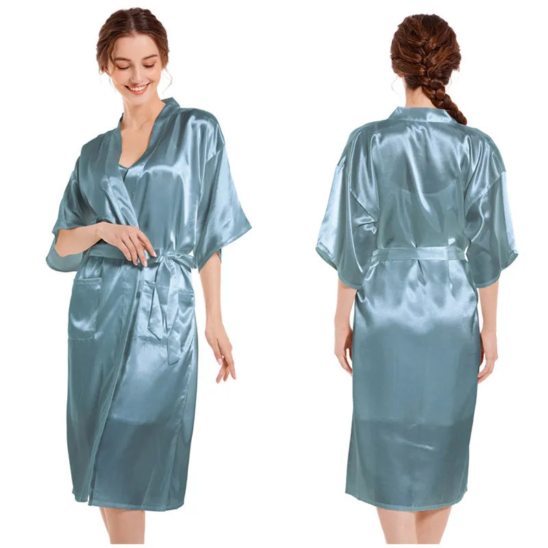Casual Women's Lady Solid Color Imitated Silk Polyester Pajama Sets