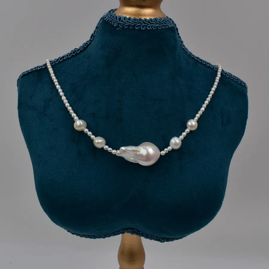 Baroque Shape Pearl Necklace Natural Freshwater Pearls Women's Elegant Minimalist Autumn Winter Trendy Choker Neck Chain