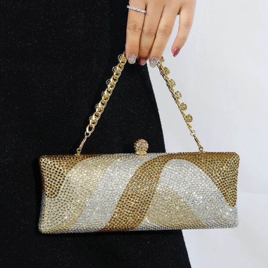 New Ladies Shining Luxury Full Diamond Bag Wedding Bridesmaid Bag Party Bag Rhinestone Shining Evening Bag Chain Bag
