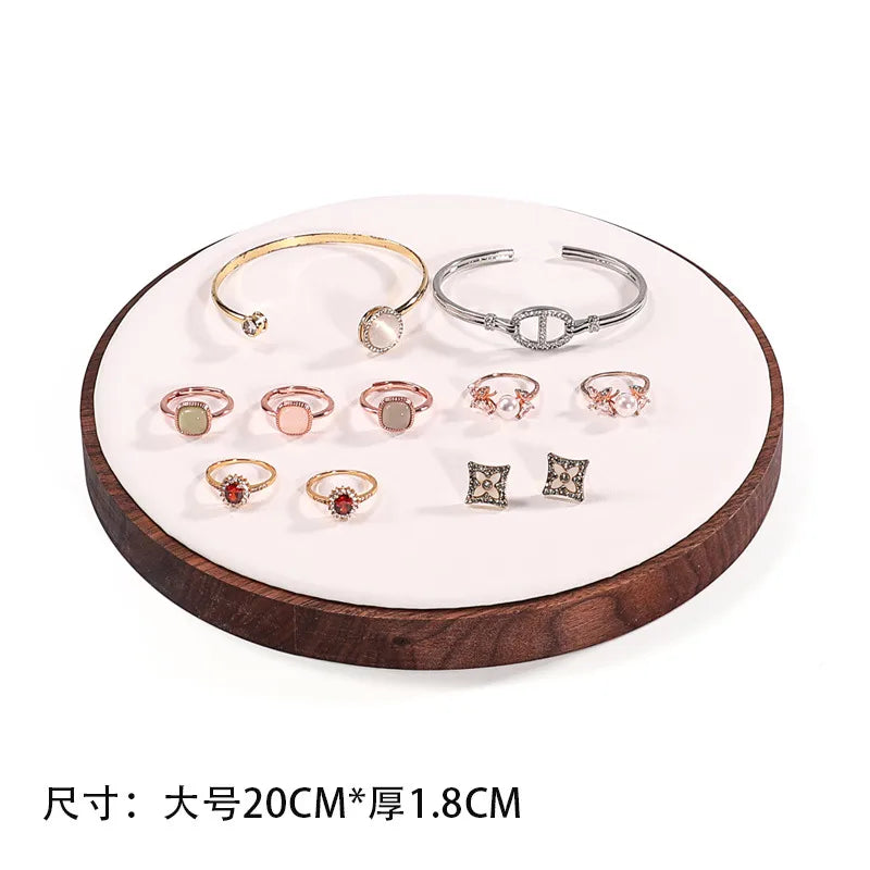Walnut Round Bracelet Display Stand Chain Bracelet Tray Jewelry Accessory Show Props Solid Wood Hand Chain Display Plate