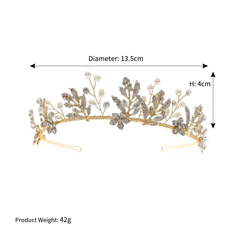 creative wedding hand erected crown  dress  handmade flower pearl headband