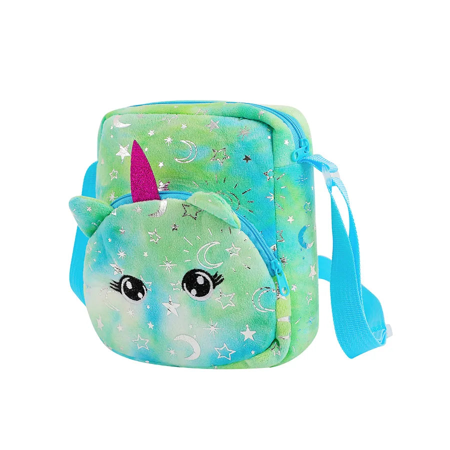 Kid'S Flannel Moon  Cute Square Zipper Crossbody Bag