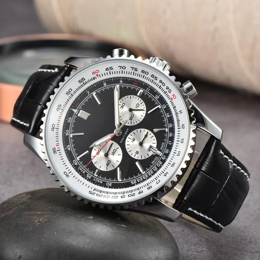 Business Simple Style Solid Color Butterfly Double Snap Quartz Men's Watches