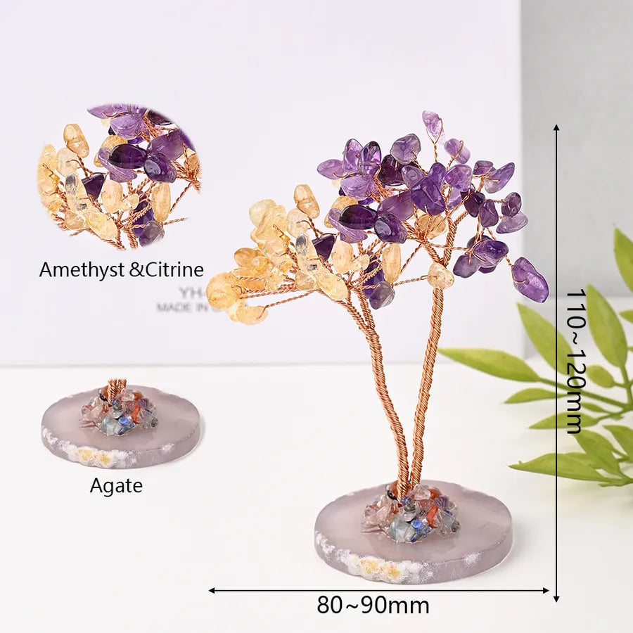 Elegant Handmade Simple Style Tree natural stone copper wire Ornaments Artificial Decorations