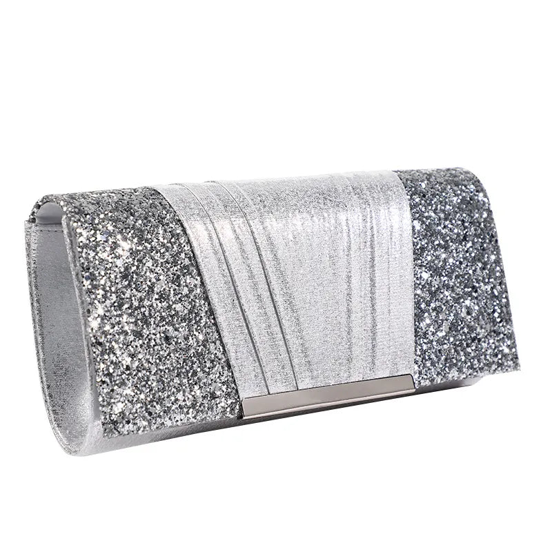 grey champagne polyester square square evening bags