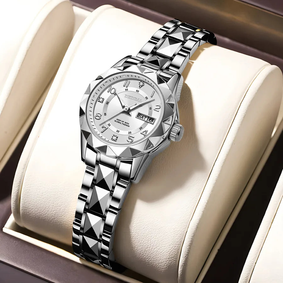 Simple Style Classic Style Color Block Solid Color Butterfly Double Snap Quartz Women's Watches