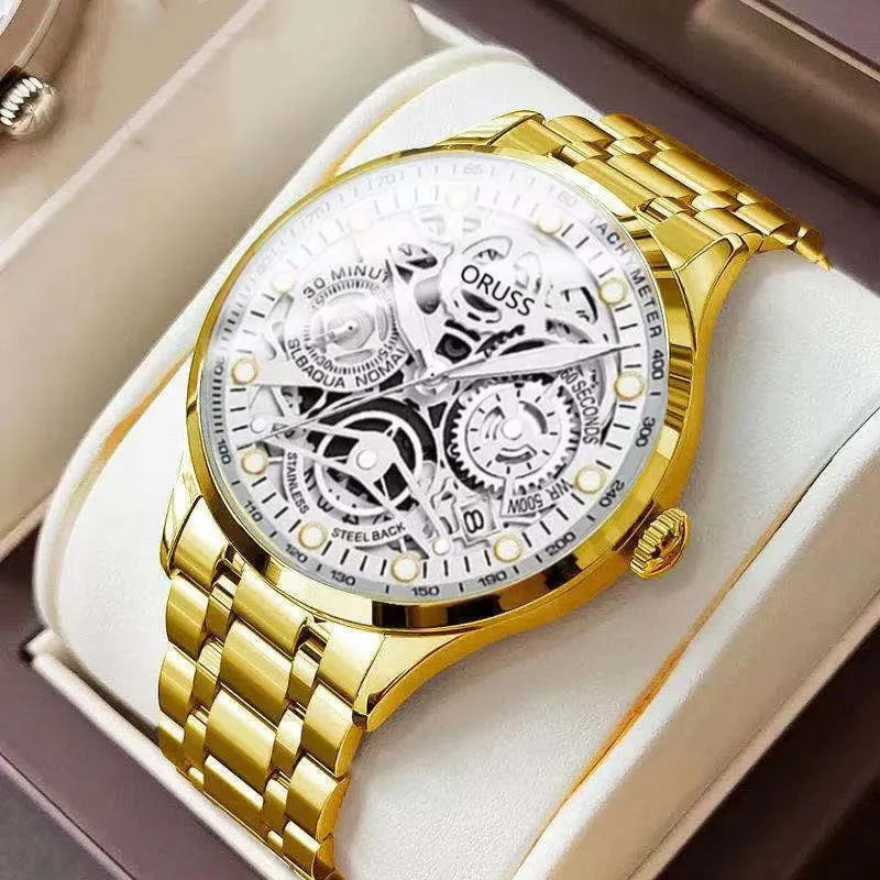 business geometric single folding buckle quartz men's watches