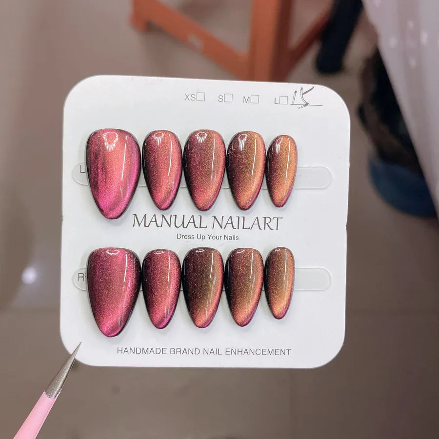 Handmade Wearable Nail Art Phototherapy Finished Product Sparkling Crystal Stone Cat's Eye Removable Starry Sky Pattern Simple Style
