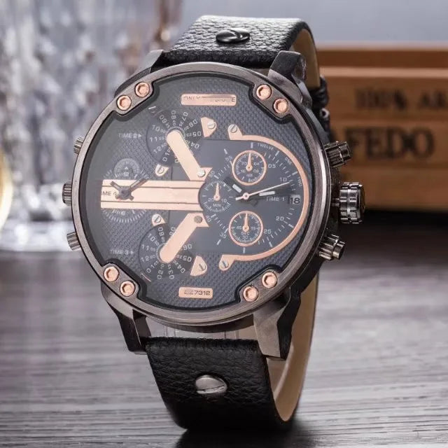 classic style commute color block single folding buckle quartz men's watches
