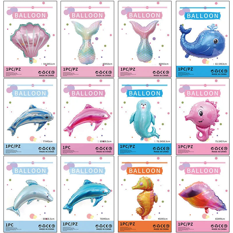 cartoon style cute animal mermaid aluminum film holiday party balloons