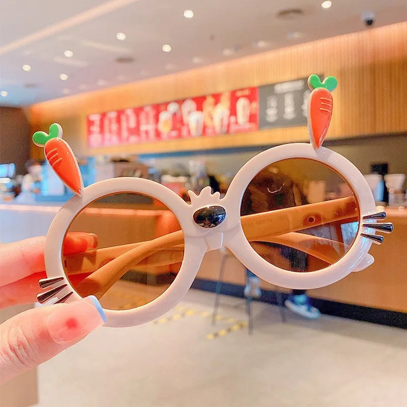 Cute Novelty Carrot Acrylic Round Frame Full Frame Kids Sunglasses