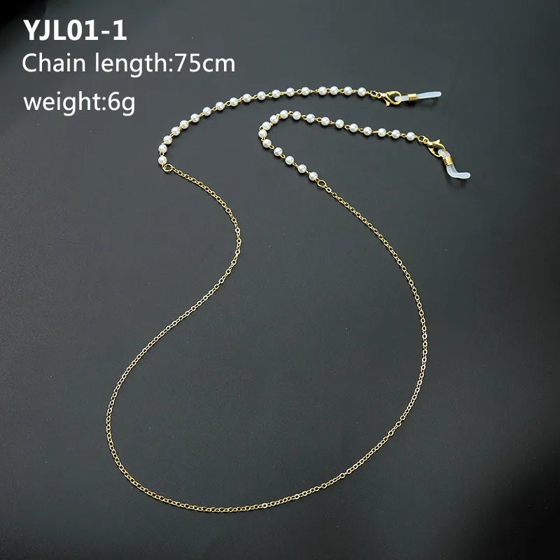 ins Crystal Shell Pearl Glasses Chain Fine Glasses Lanyard Chain Tassel Jewelry Necklace Anti-slip Chain