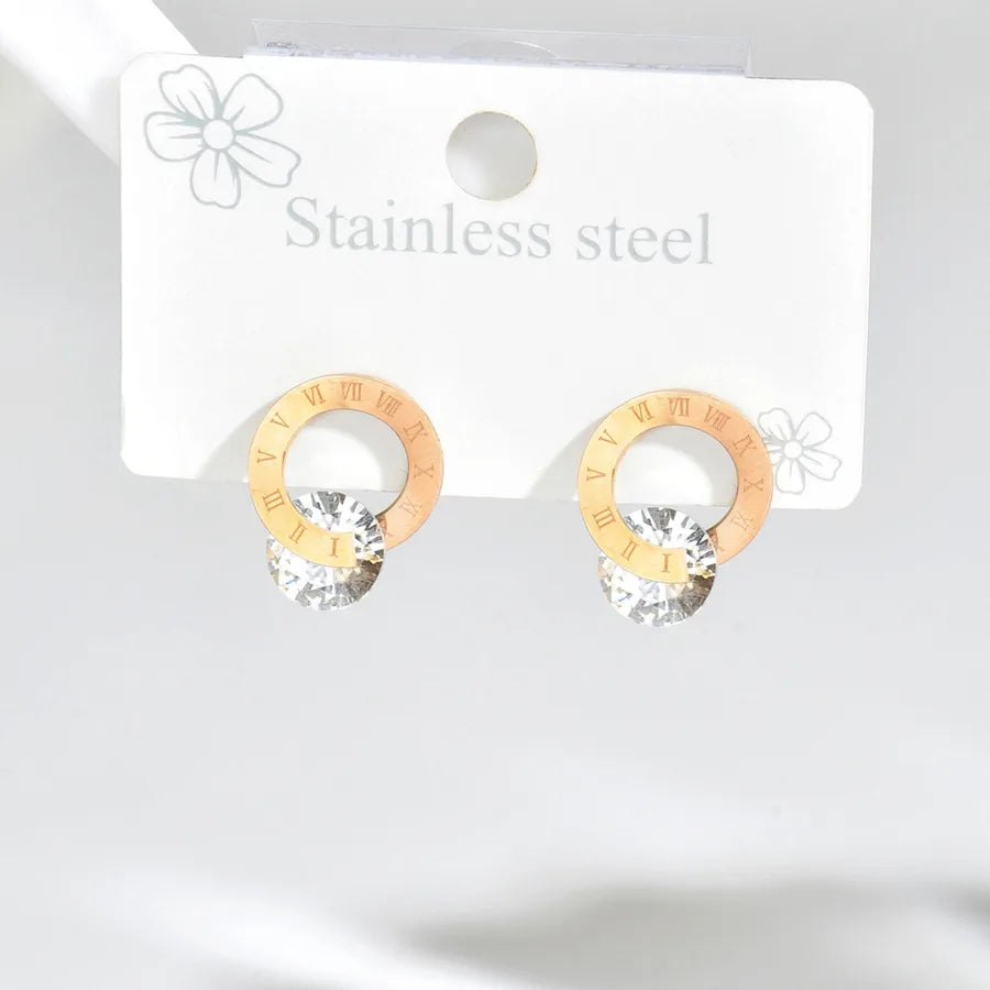 1 Pair Casual Elegant Modern Style Round Square Flower 316 Stainless Steel  Ear Studs