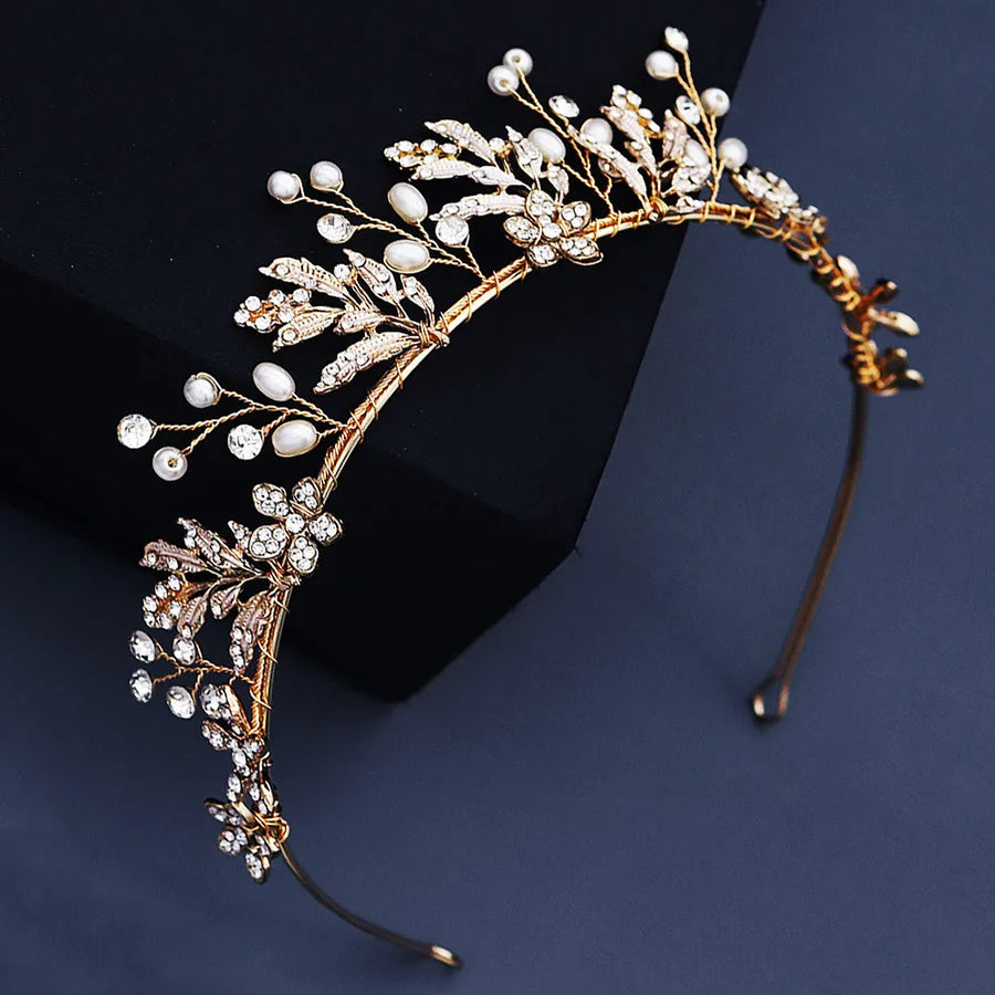 creative wedding hand erected crown  dress  handmade flower pearl headband
