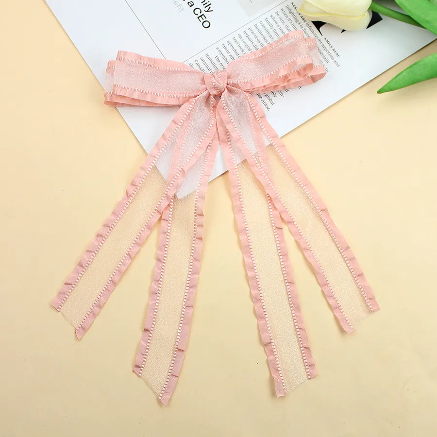 New-New Double Ruffled Ruffled Snow Yarn Bow Ribbon Women's Sweet Double Skirt All-match Girl's Headwear