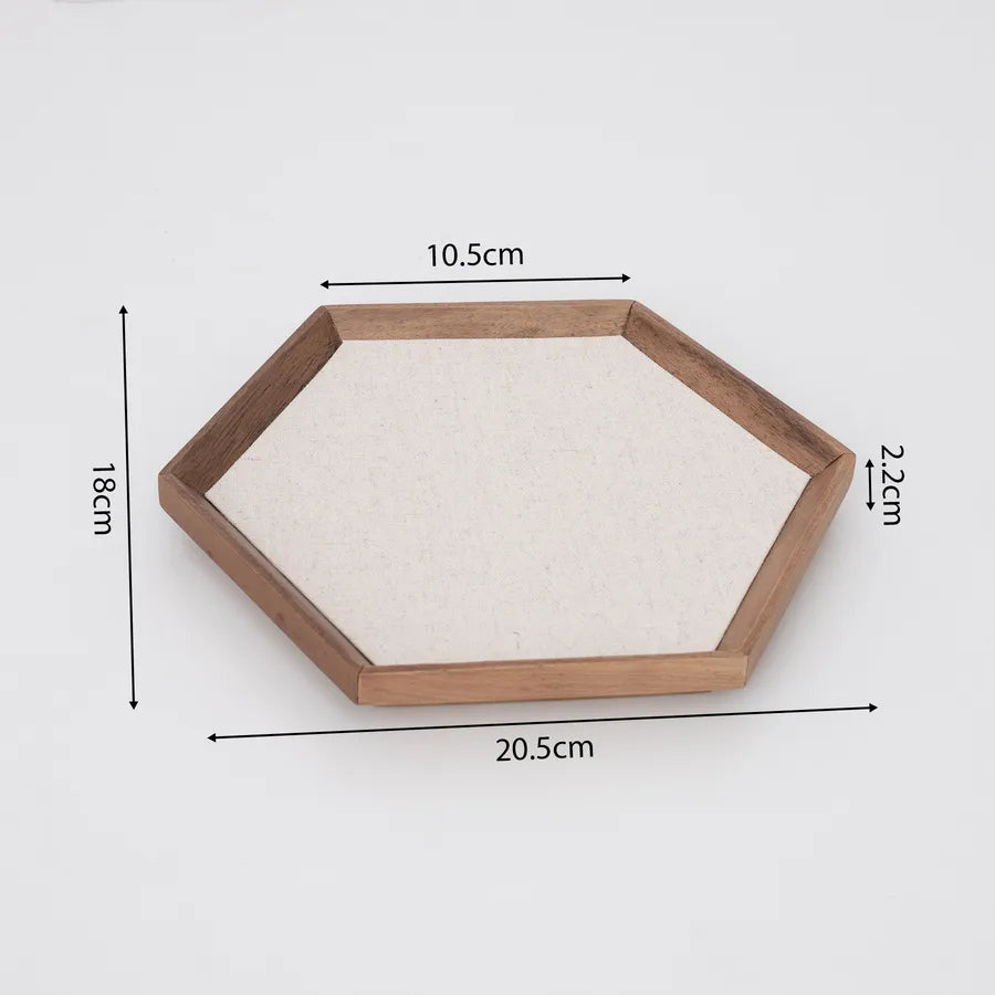 Walnut Wood Jewelry Display Tray Ring Earring Bracelet Storage Plate Photo Prop Geometry Pattern Solid Wood Antique Style