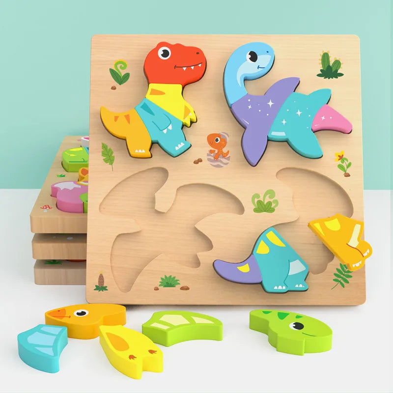 Mengshi Early Education Wooden Puzzle Baby Children Handmade Animal Shaped Gift Toy Educational Plaything For Toddler Kids