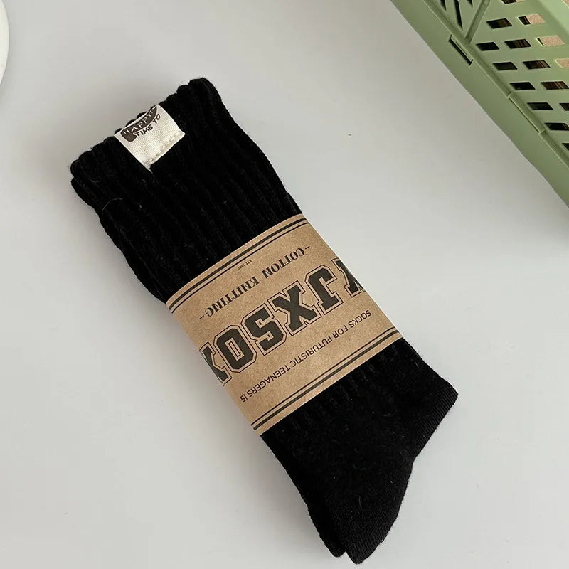unisex sports solid color cotton crew socks a pair