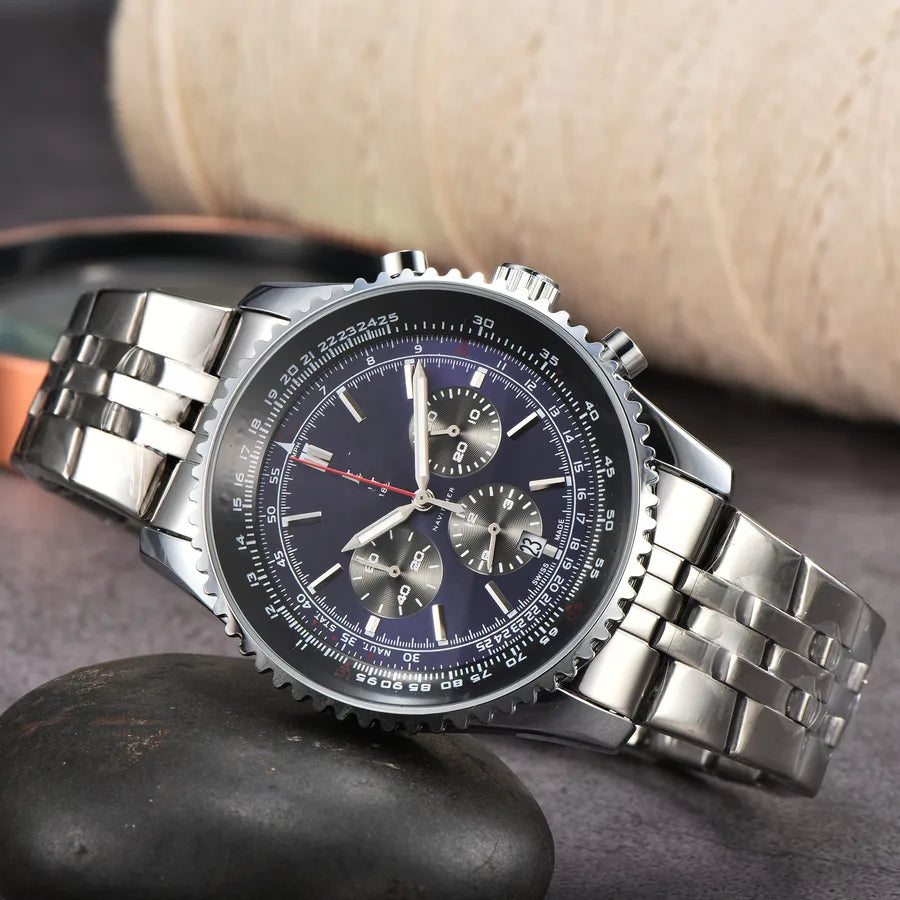 Business Simple Style Solid Color Butterfly Double Snap Quartz Men's Watches