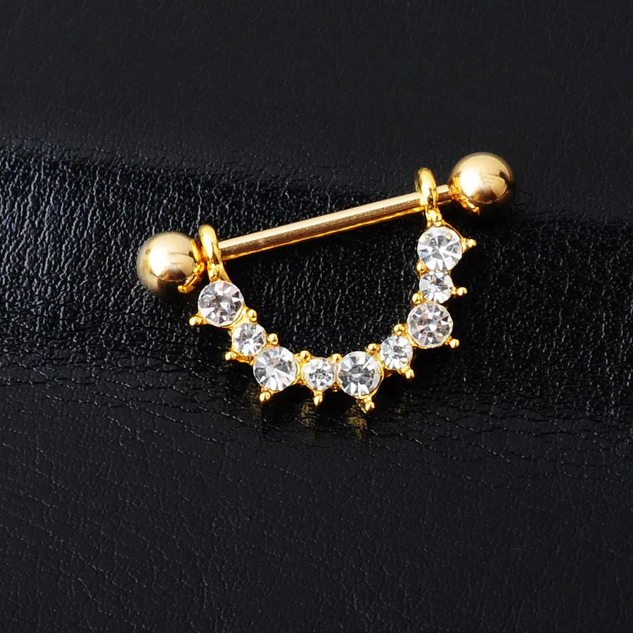 Nipple Rings & Studs Fashion U Shape Stainless Steel Plating Artificial Gemstones
