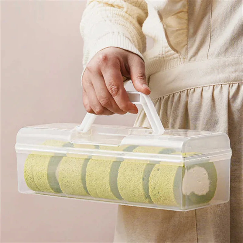 Cake Roll Packaging Box Reusable Swiss Cake Roll Cut Storage Box Japanese Style Refrigerated Storage Box