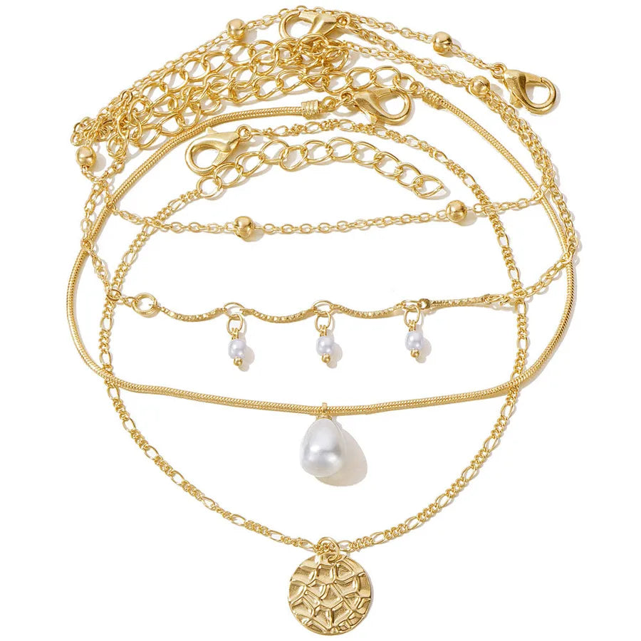 retro Bohemian beach anklet set fashion simple wind color diamond butterfly multi-layer anklet wholesale