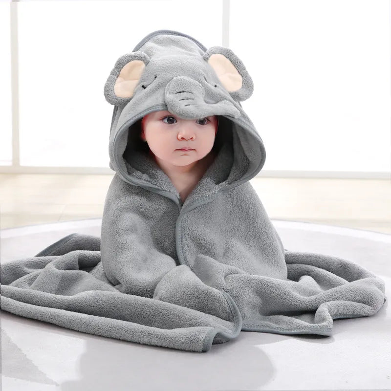 Baby Cartoon Bag Blanket Coral Fleece Absorbent Children's Bath Towel Embroidered Blanket with Hood Cloak Soft Newborn Blanket