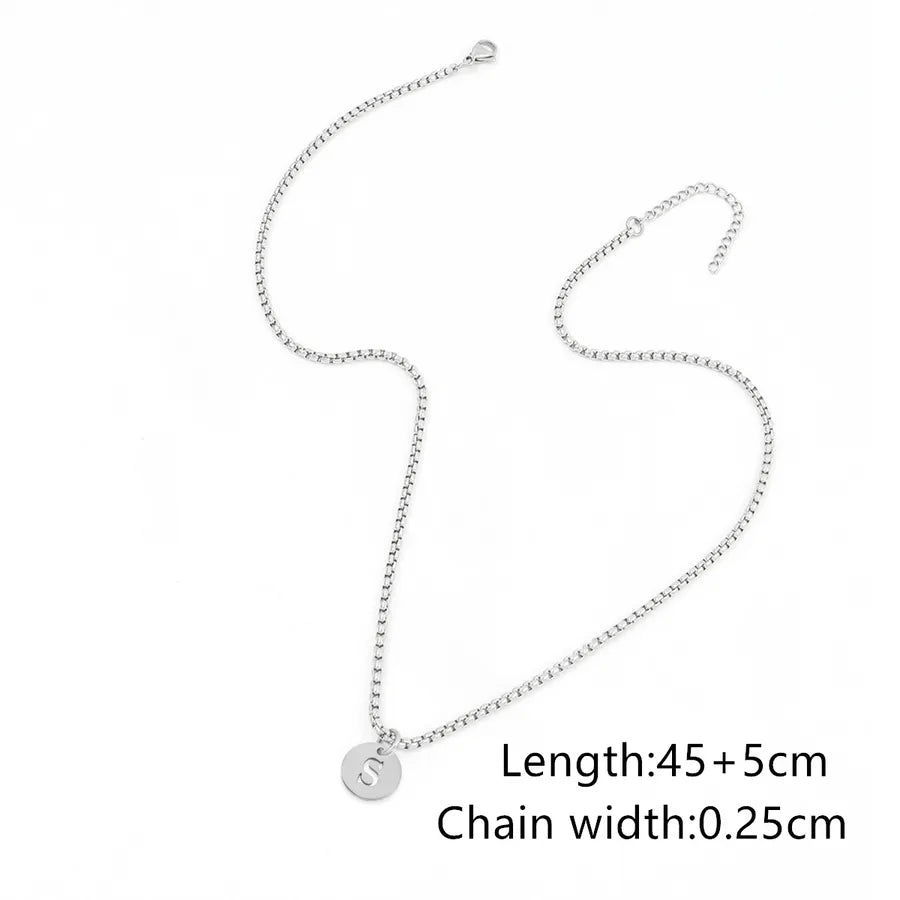 Wholesale Jewelry Simple Style Classic Style Round Letter 201 Stainless Steel 304 Stainless Steel Pendant Necklace