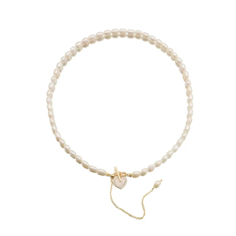 vacation simple style round freshwater pearl copper plating 18k gold plated necklace