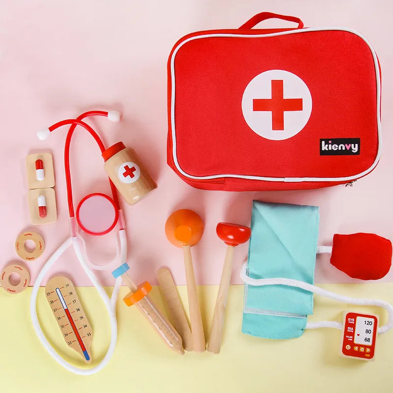 first-aid kit color block wood toys