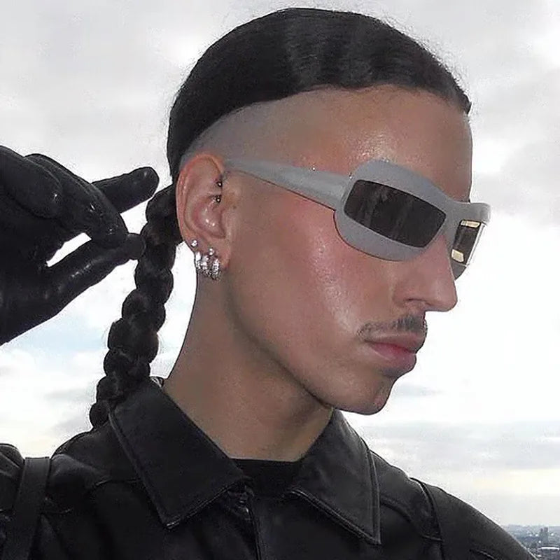 streetwear color block ac special-shaped mirror full frame men's sunglasses